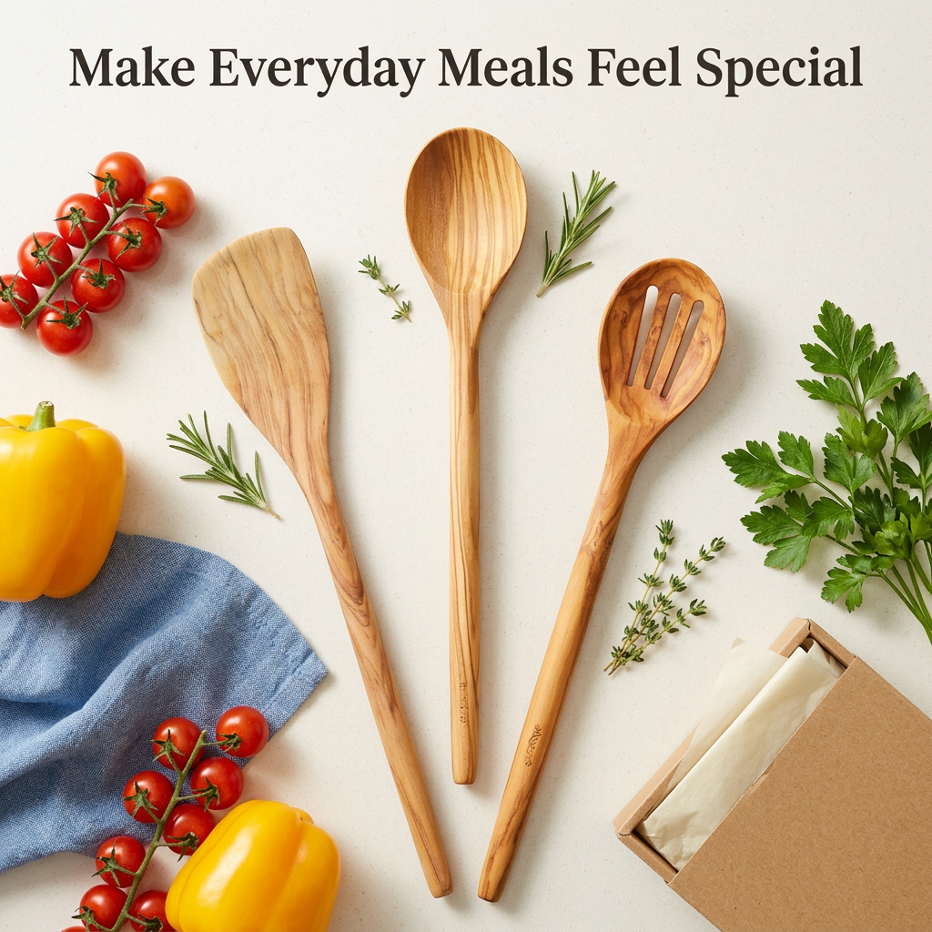 Wooden Kitchen Utensil Set, 3 Pieces | Soilmere – Soilmere.com