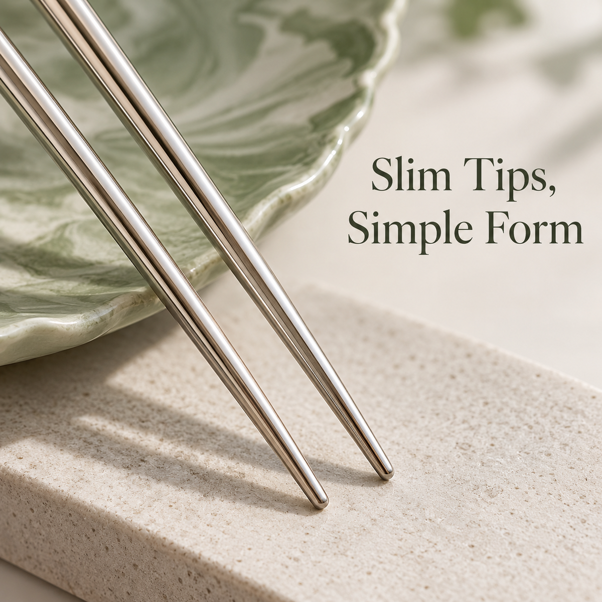 Polished Silver-Finish Chopstick Pair with Slim Tapered Tips for Everyday Dining — Slim Tips, Simple Form