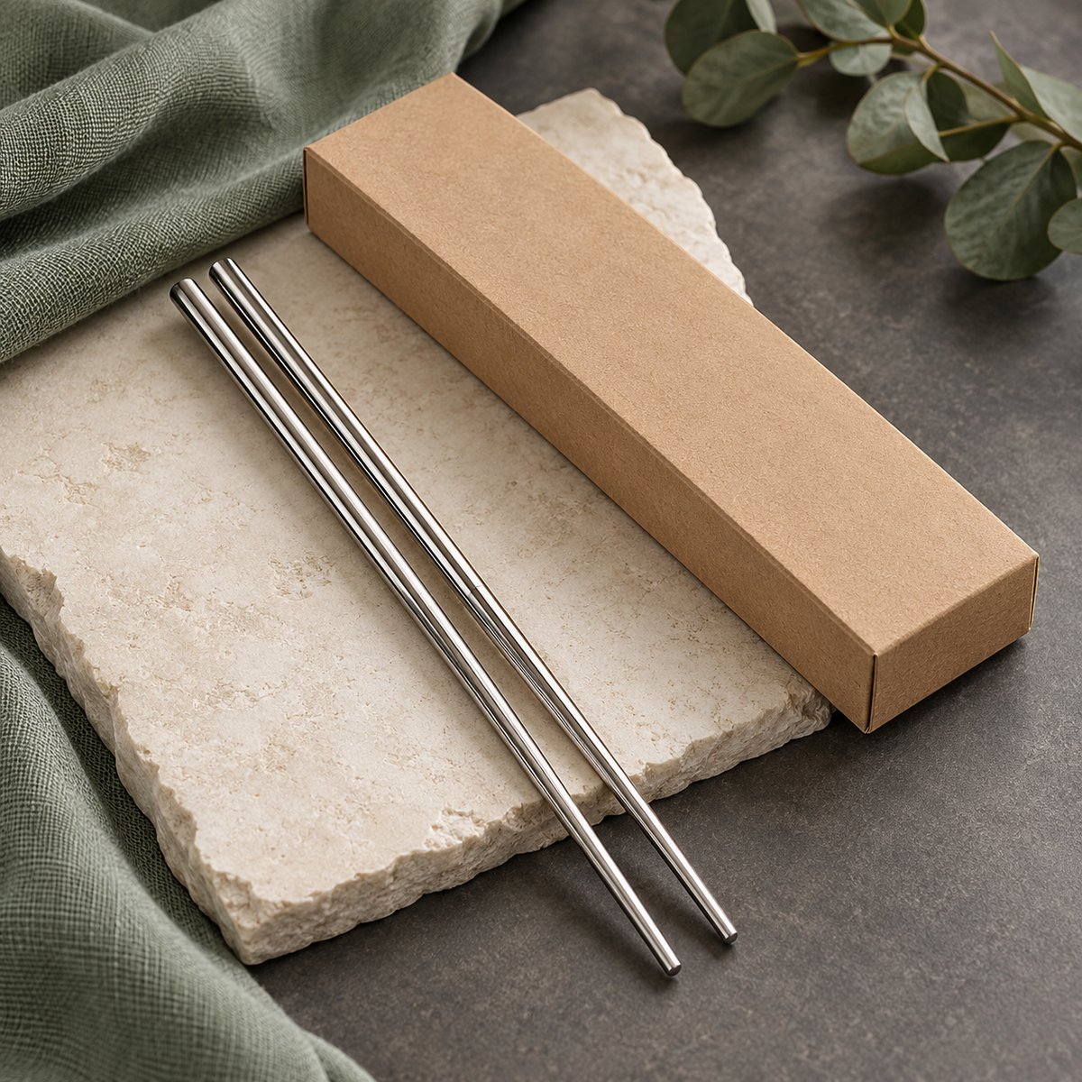 Polished Silver-Finish Chopstick Pair with Slim Tapered Tips for Everyday Dining — main 03