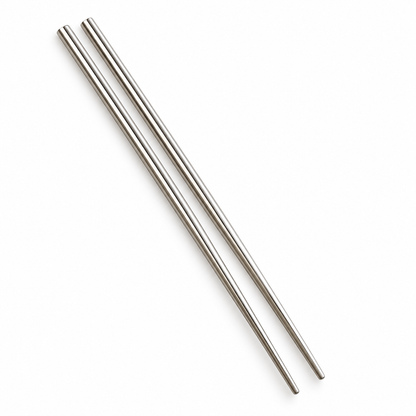 Polished Silver-Finish Chopstick Pair with Slim Tapered Tips for Everyday Dining — isolated on white background