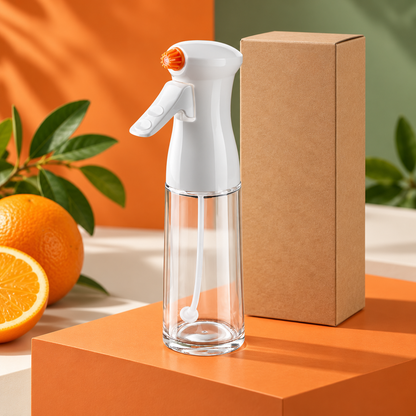 Clear Cooking Oil Spray Bottle with White Trigger Head & Orange Nozzle for Everyday Meal Prep — main 03