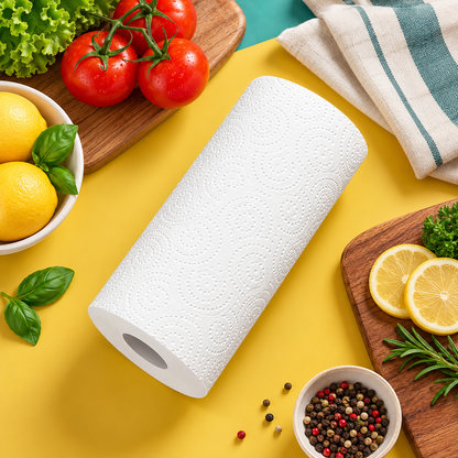 White Embossed Kitchen Paper Towel Roll with Decorative Swirl Texture for Everyday Cleanup — main 02